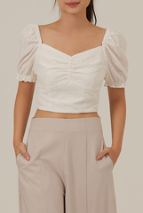 Riala Broderie Crop Top in White