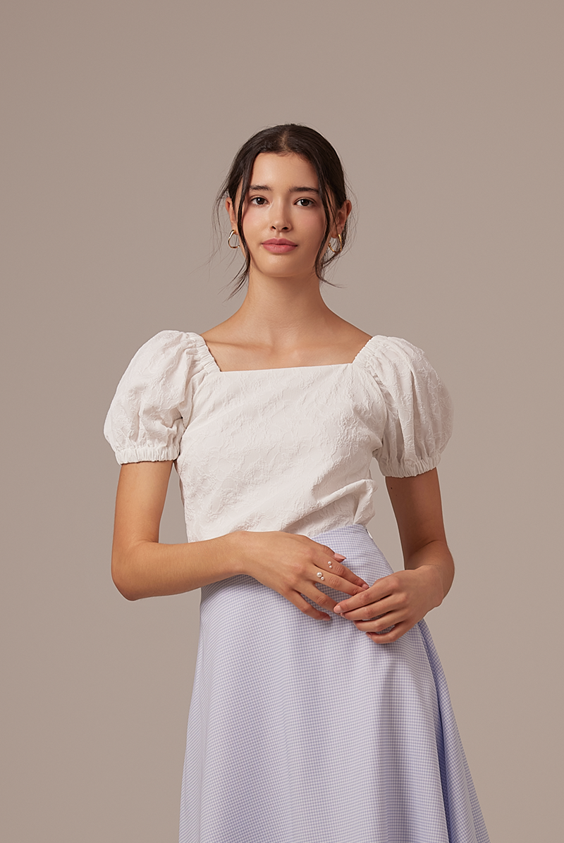 Korina Embroidery Top in White