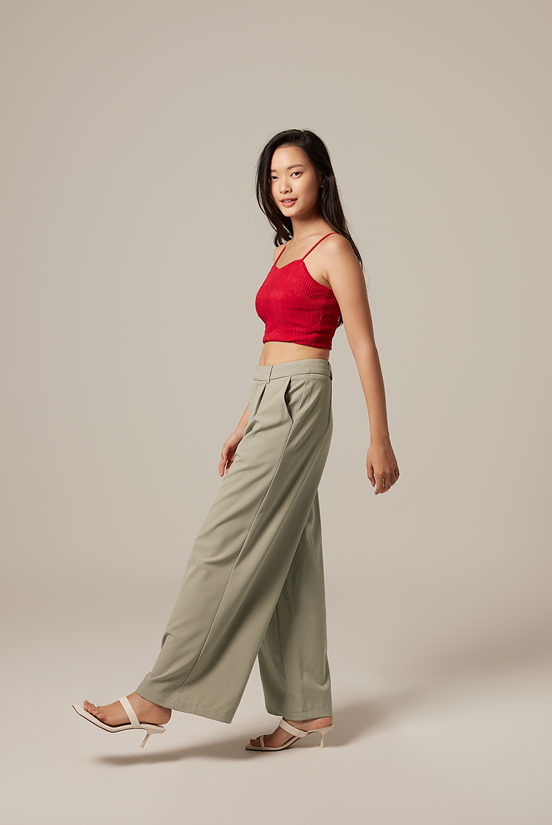 Ferlyn Ribbed Crop Camisole in Cherry