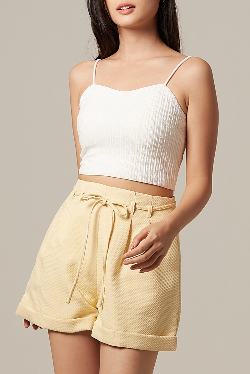 Ferlyn Ribbed Crop Camisole in White
