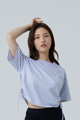 Dedora Striped Drawstring Tee in Light Purple