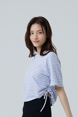 Dedora Striped Drawstring Tee in Light Purple