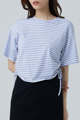 Dedora Striped Drawstring Tee in Light Purple