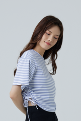 Dedora Striped Drawstring Tee in Light Purple