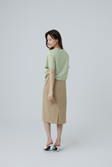 Dedora Striped Drawstring Tee in Sage Green
