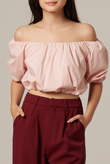 Gwyneth Off Shoulder Top in Blush