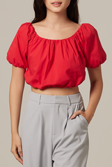 Gwyneth Off Shoulder Top in Cherry
