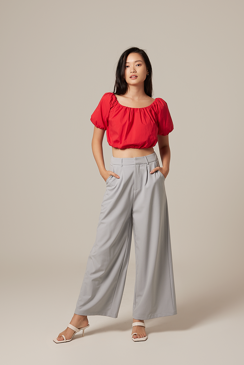 Gwyneth Off Shoulder Top in Cherry