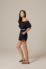 Gwyneth Off Shoulder Top in Navy Blue