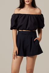 Gwyneth Off Shoulder Top in Navy Blue