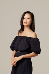 Gwyneth Off Shoulder Top in Navy Blue