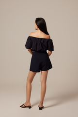 Gwyneth Off Shoulder Top in Navy Blue