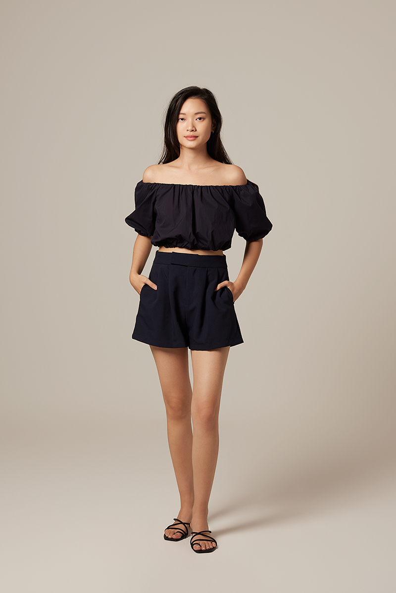 Gwyneth Off Shoulder Top in Navy Blue