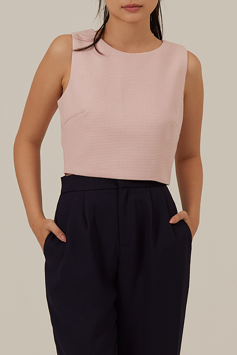 Fevila Round Neck Crop Top in Blush