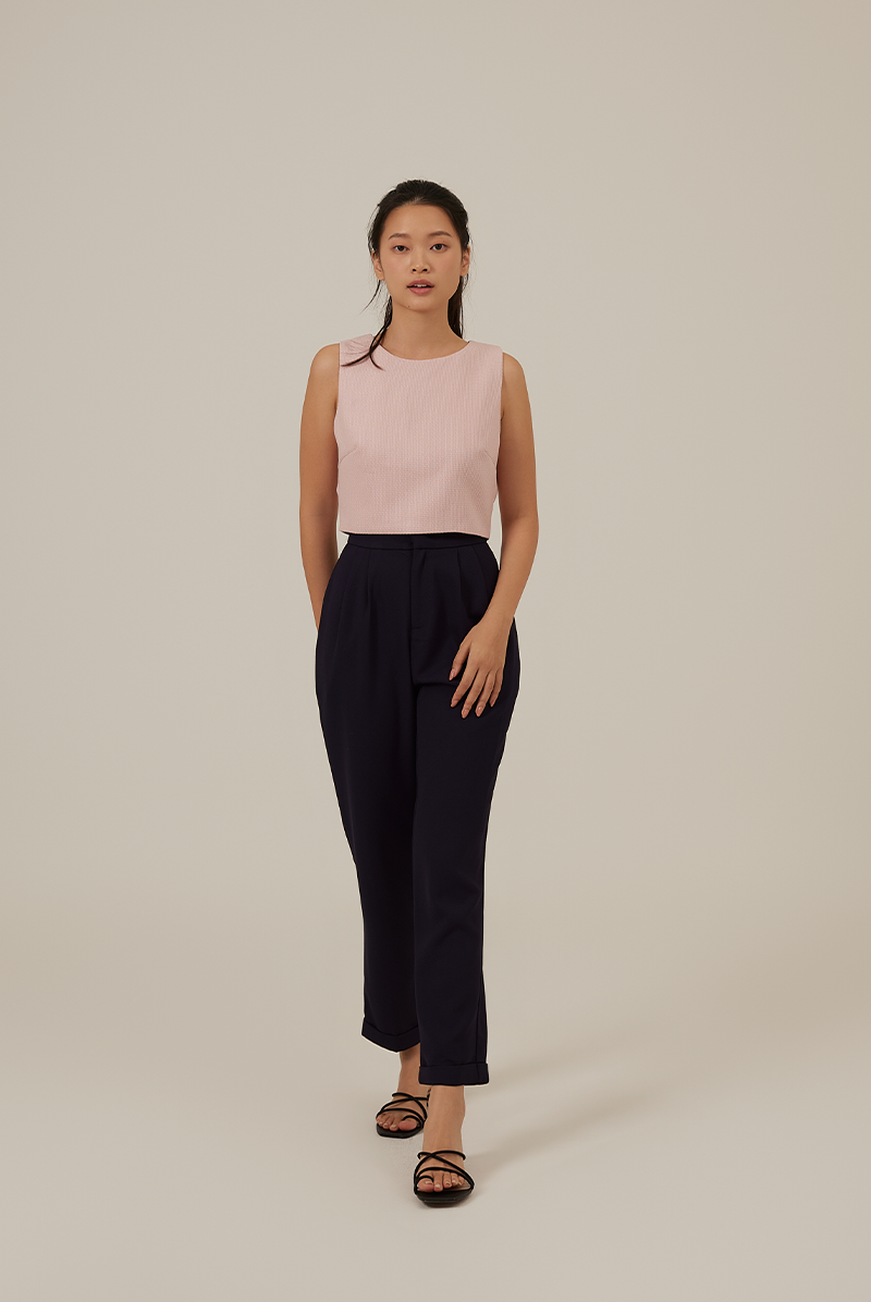 Fevila Round Neck Crop Top in Blush