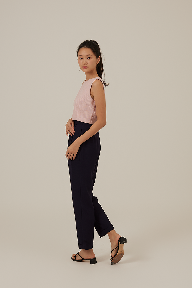 Fevila Round Neck Crop Top in Blush