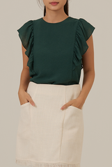 Vivalyn Flutter Sleeves Top in Marine