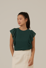 Vivalyn Flutter Sleeves Top in Marine