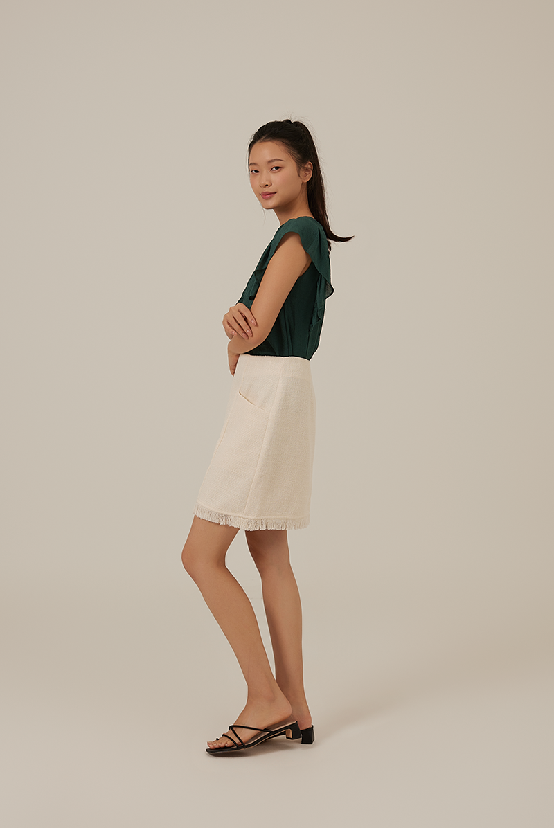 Vivalyn Flutter Sleeves Top in Marine