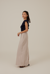 Vivalyn Flutter Sleeves Top in Navy Blue