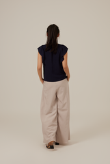 Vivalyn Flutter Sleeves Top in Navy Blue