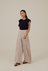 Vivalyn Flutter Sleeves Top in Navy Blue
