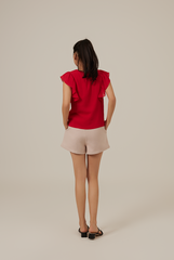 Vivalyn Flutter Sleeves Top in Red