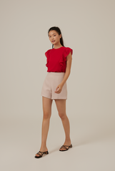Vivalyn Flutter Sleeves Top in Red