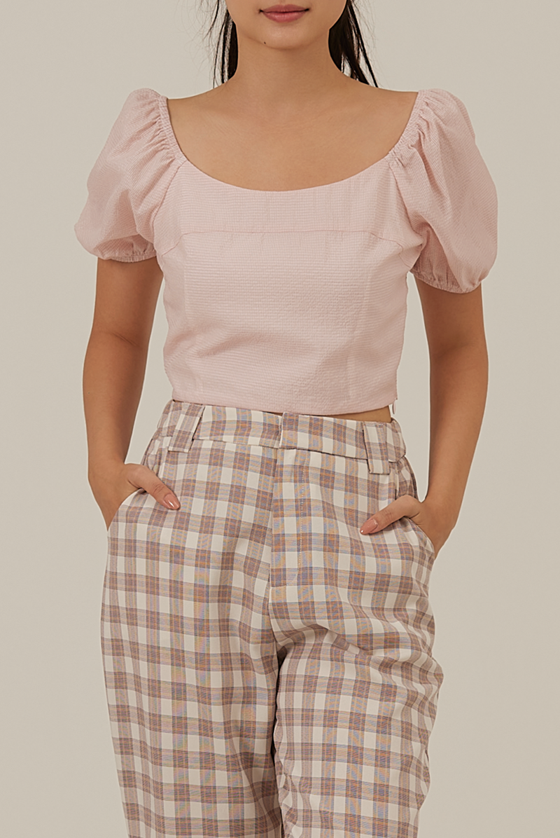 Raela Textured Crop Top in Blush