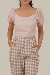 Raela Textured Crop Top in Blush