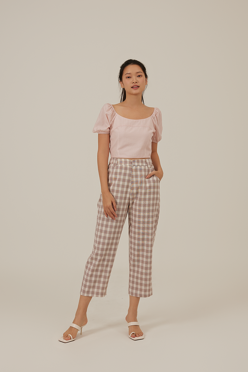 Raela Textured Crop Top in Blush