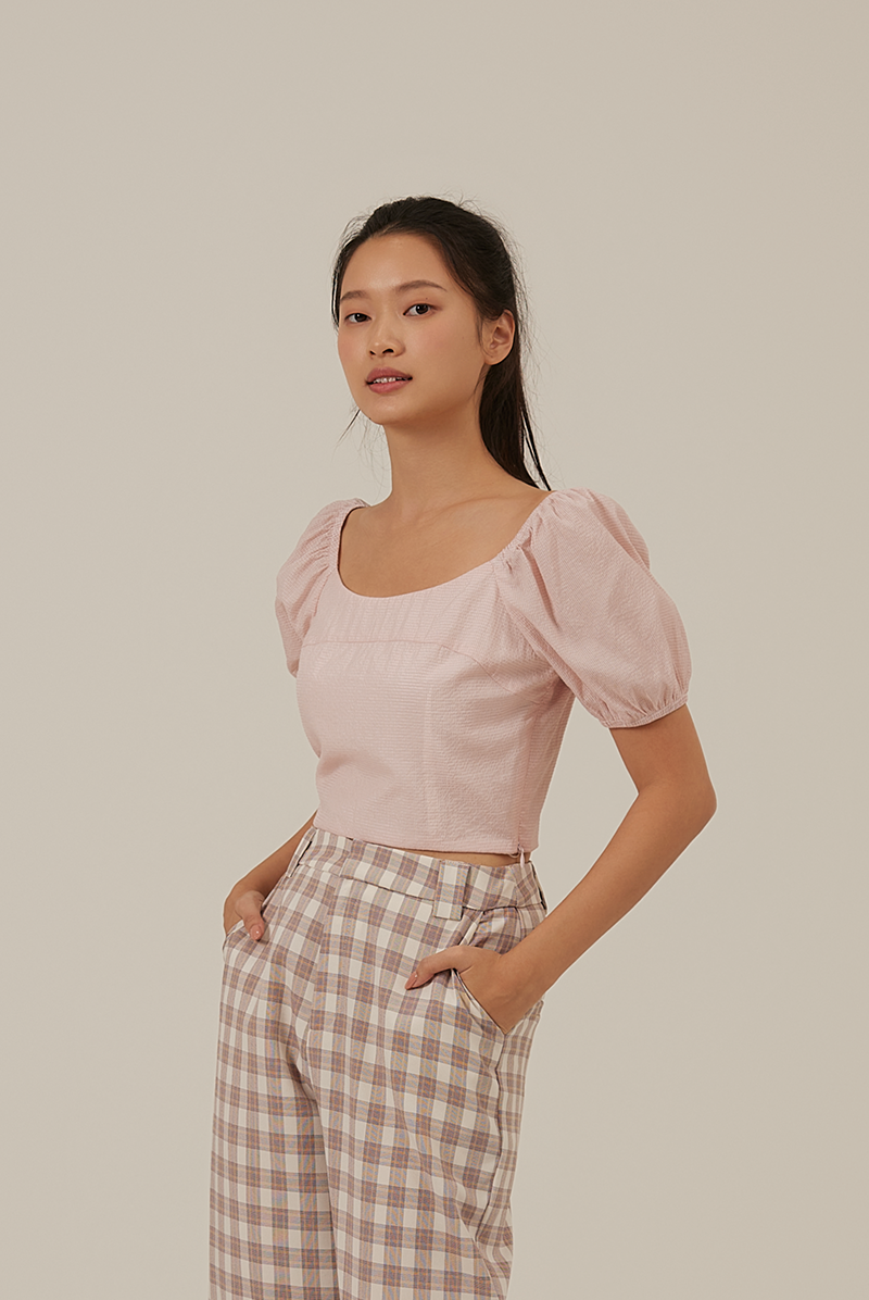 Raela Textured Crop Top in Blush