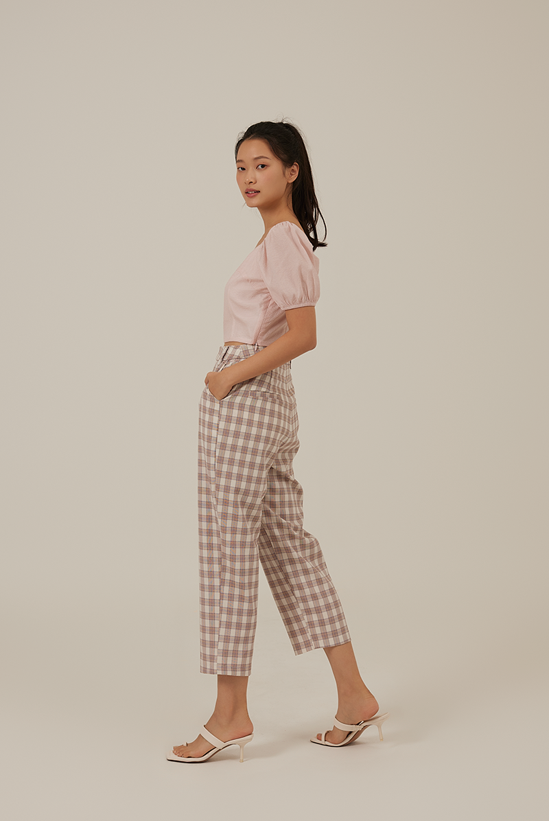Raela Textured Crop Top in Blush