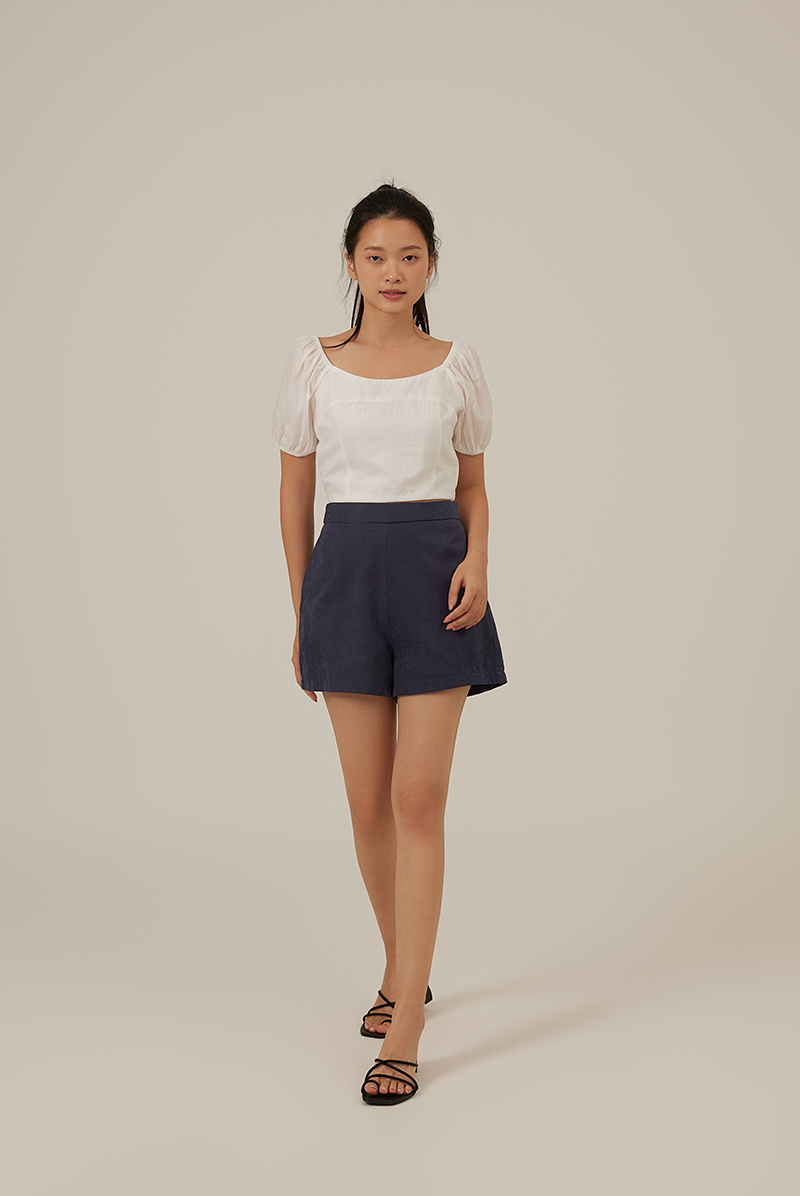 Raela Textured Crop Top in White