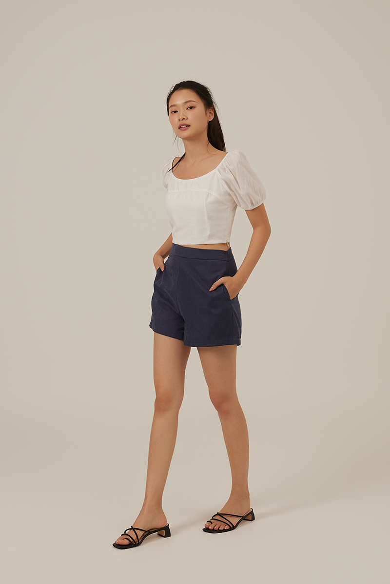 Raela Textured Crop Top in White