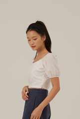 Raela Textured Crop Top in White
