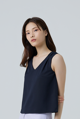 Dale Sleeveless Blouse in Navy Blue