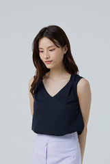 Dale Sleeveless Blouse in Navy Blue