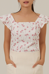 Adelyn Floral Embroidery Top in Raspberry