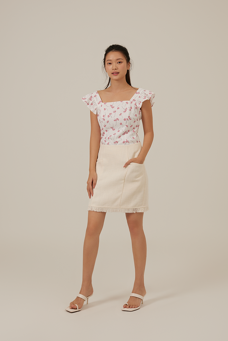 Adelyn Floral Embroidery Top in Raspberry