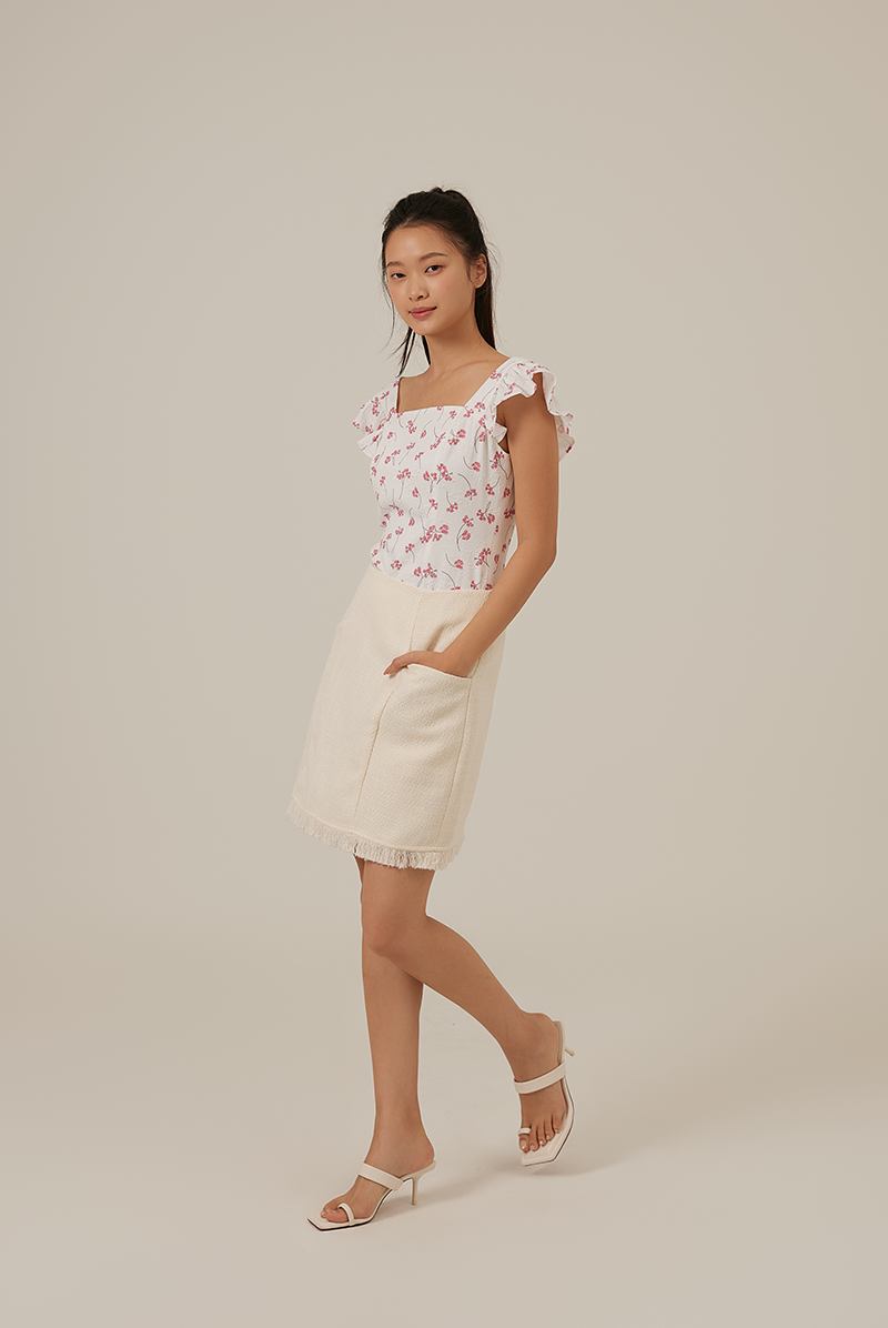 Adelyn Floral Embroidery Top in Raspberry