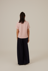 Liana Waffle-Textured Top in Blush
