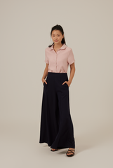 Liana Waffle-Textured Top in Blush