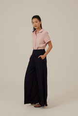 Liana Waffle-Textured Top in Blush