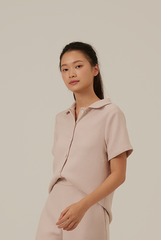 Liana Waffle-Textured Top in Rose