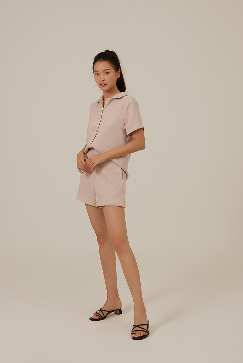 Liana Waffle-Textured Top in Rose