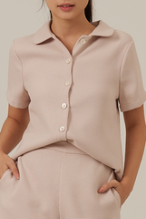 Liana Waffle-Textured Top in Rose