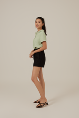 Liana Waffle-Textured Top in Sage Green