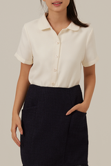 Liana Waffle-Textured Top in White