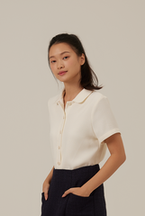 Liana Waffle-Textured Top in White
